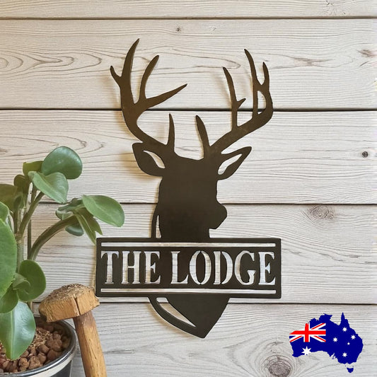 Stag Deer Lodge Hunting Country Personalised Rusty Metal Steel Sign