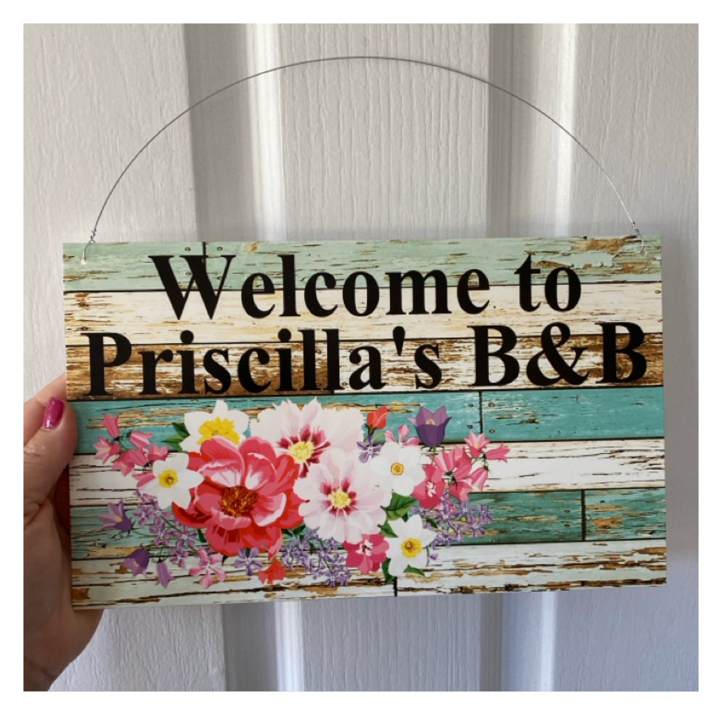 Floral Spring Pink Cottage Custom Sign