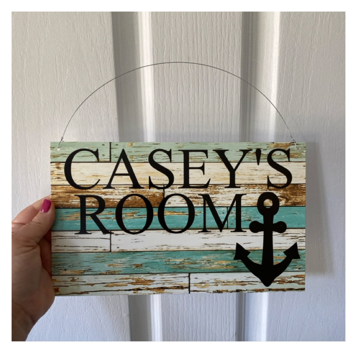 Anchor Sign Custom Personalised - Blue Timber Nautical - Aussie Made