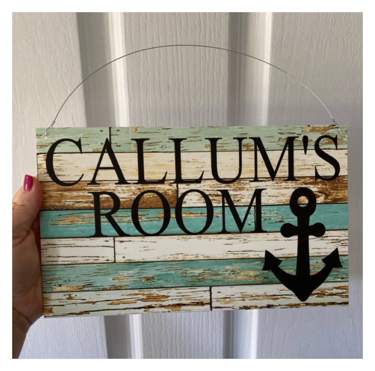 Anchor Sign Custom Personalised - Blue Timber Nautical - Aussie Made