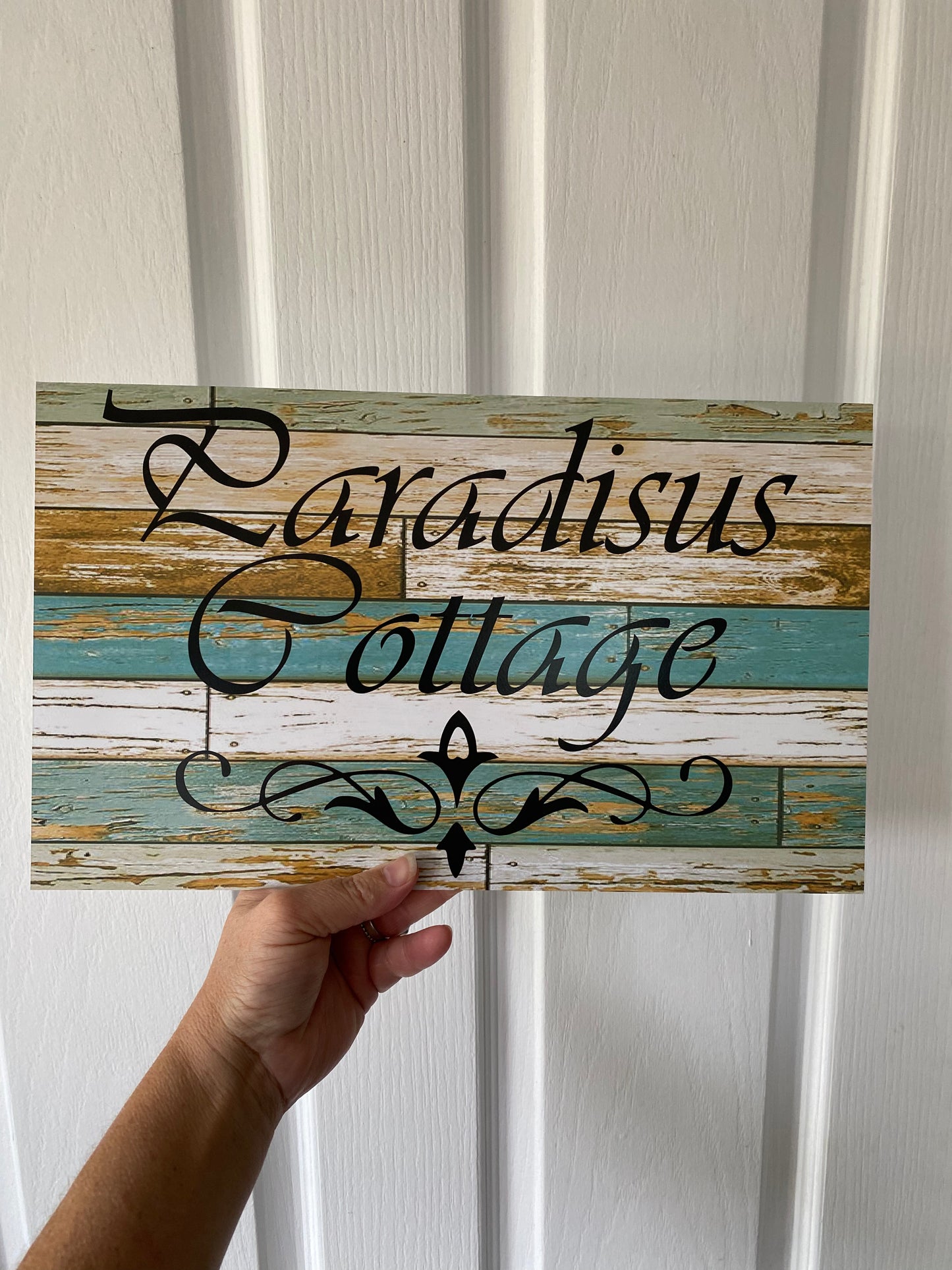 Custom Rustic Blue & White Timber Look Sign or Sticker | Personalised Coastal & Country | Aussie Made