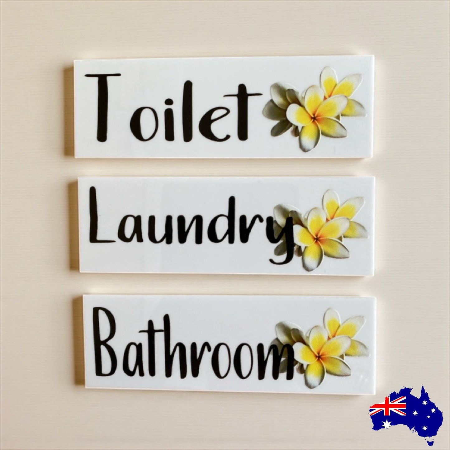 Frangipani Toilet Laundry Bathroom Door Sign