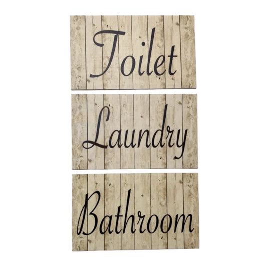 Toilet Laundry Bathroom Country Style Sign - The Renmy Store Homewares & Gifts