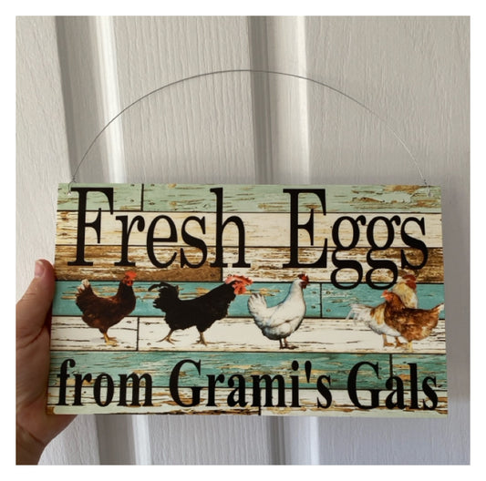 Fresh Eggs From Happy Chickens Custom Personalised Sign