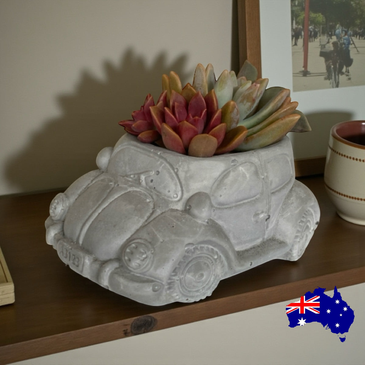 VW Beetle Car Planter Pot | Handmade Concrete Retro Quirky Gift Aussie Made