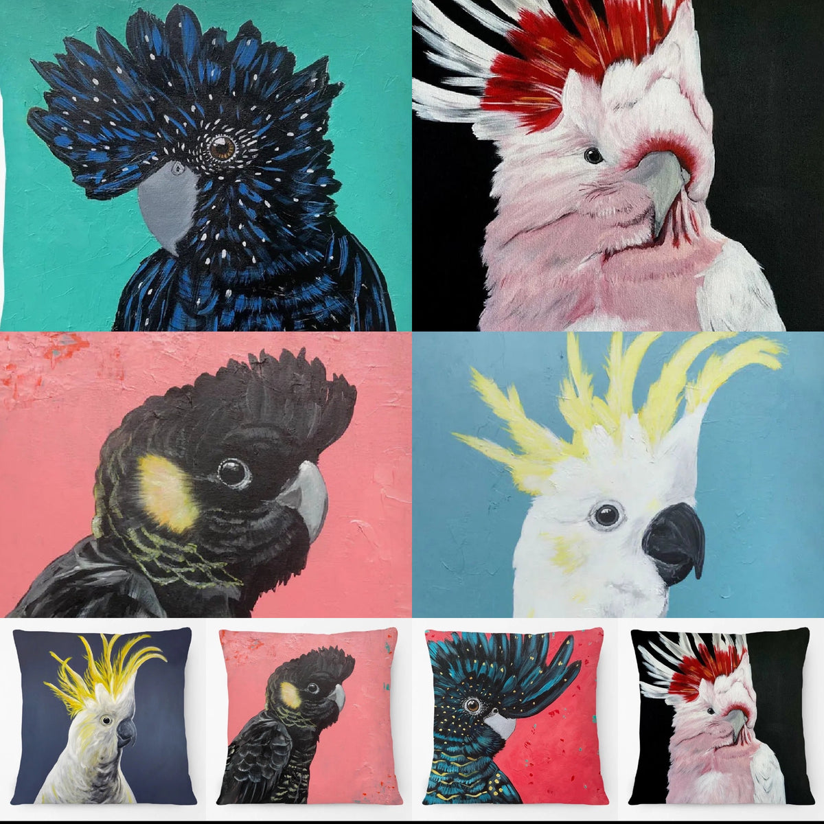 Australian Bird Cushion Cover | Cockatoo Galah Linen 45cm