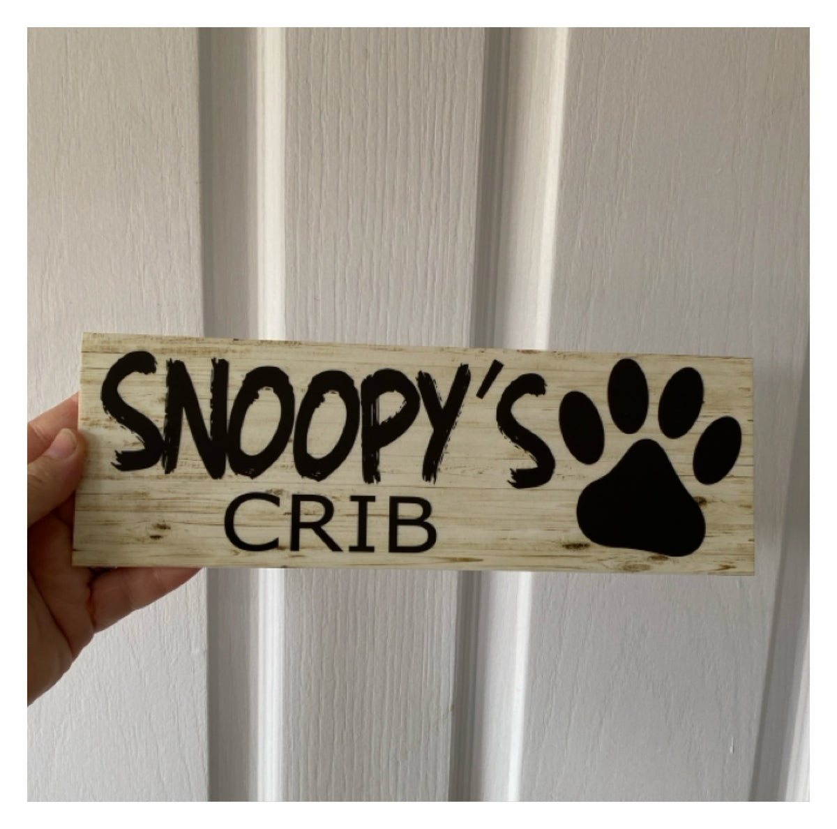 Custom Dog Kennel Sign or Sticker | Personalised Paw Print Pet Sign | Timber Look Acrylic | Aussie Made
