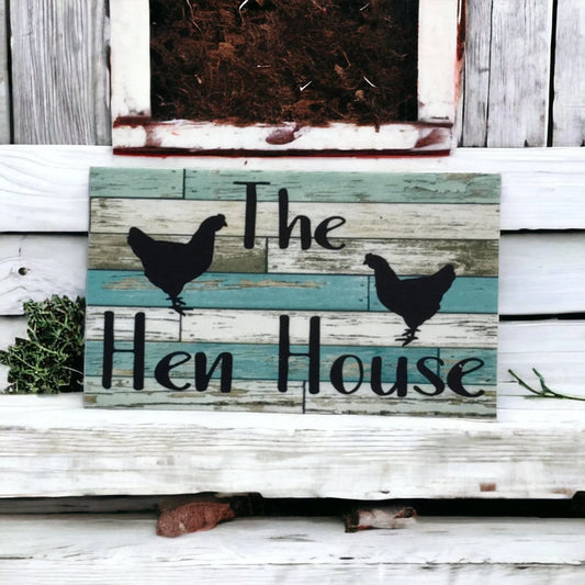 The Hen House Blue Timber Style Sign - The Renmy Store Homewares & Gifts