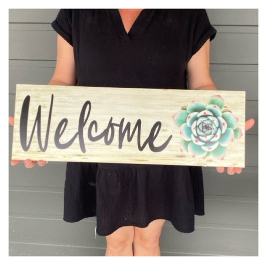 Welcome Entrance Garden Succulent Outdoor Sign
