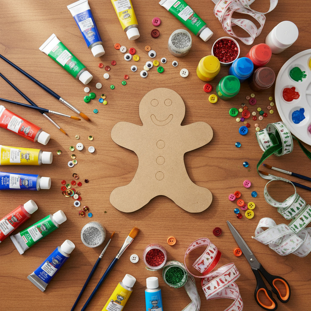 Gingerbread Man MDF DIY Raw Cut Out Art Craft Décor