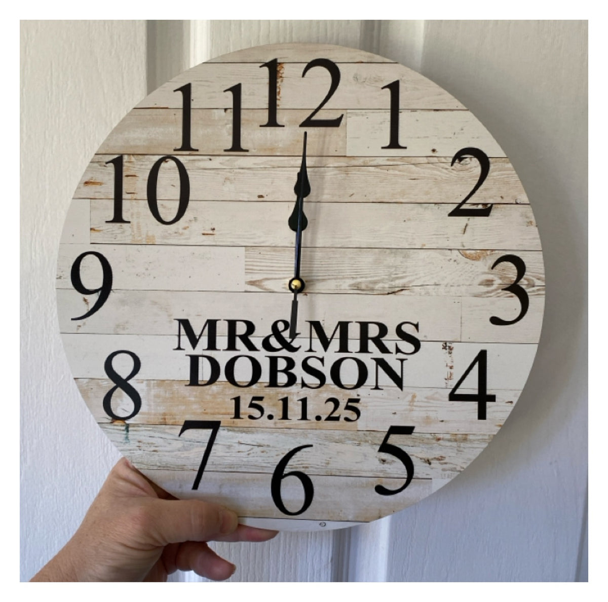 Custom Personalised Wooden Wall Clock 30cm 60cm - Aussie Made