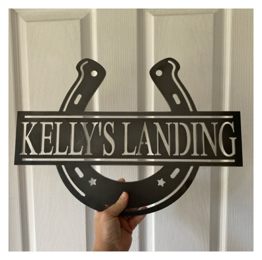 Horseshoe Horse Address Country Personalised Rusty Metal Steel Sign
