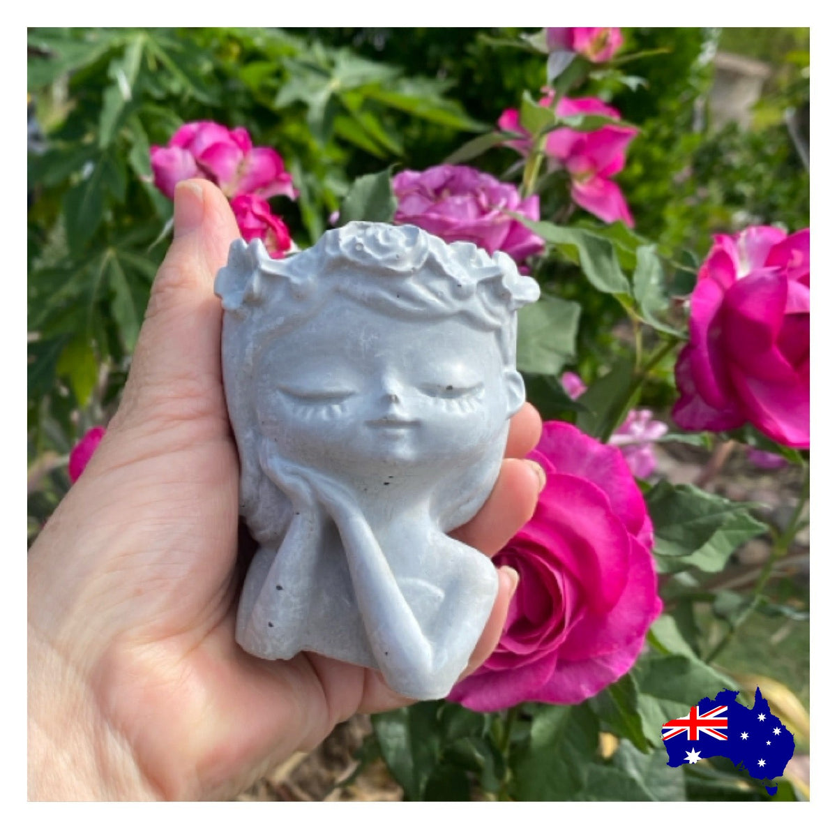 Flower Girl Princess Planter Set of 2 | Handmade Concrete Aussie Made Cottage Decor