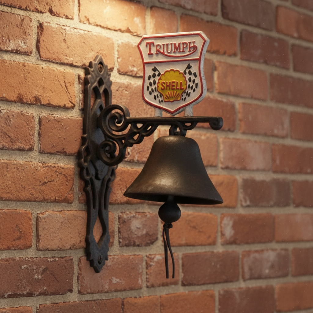 Triumph Motorcycle Vintage Cast Iron Doorbell 36cm | Rustic Biker Decor