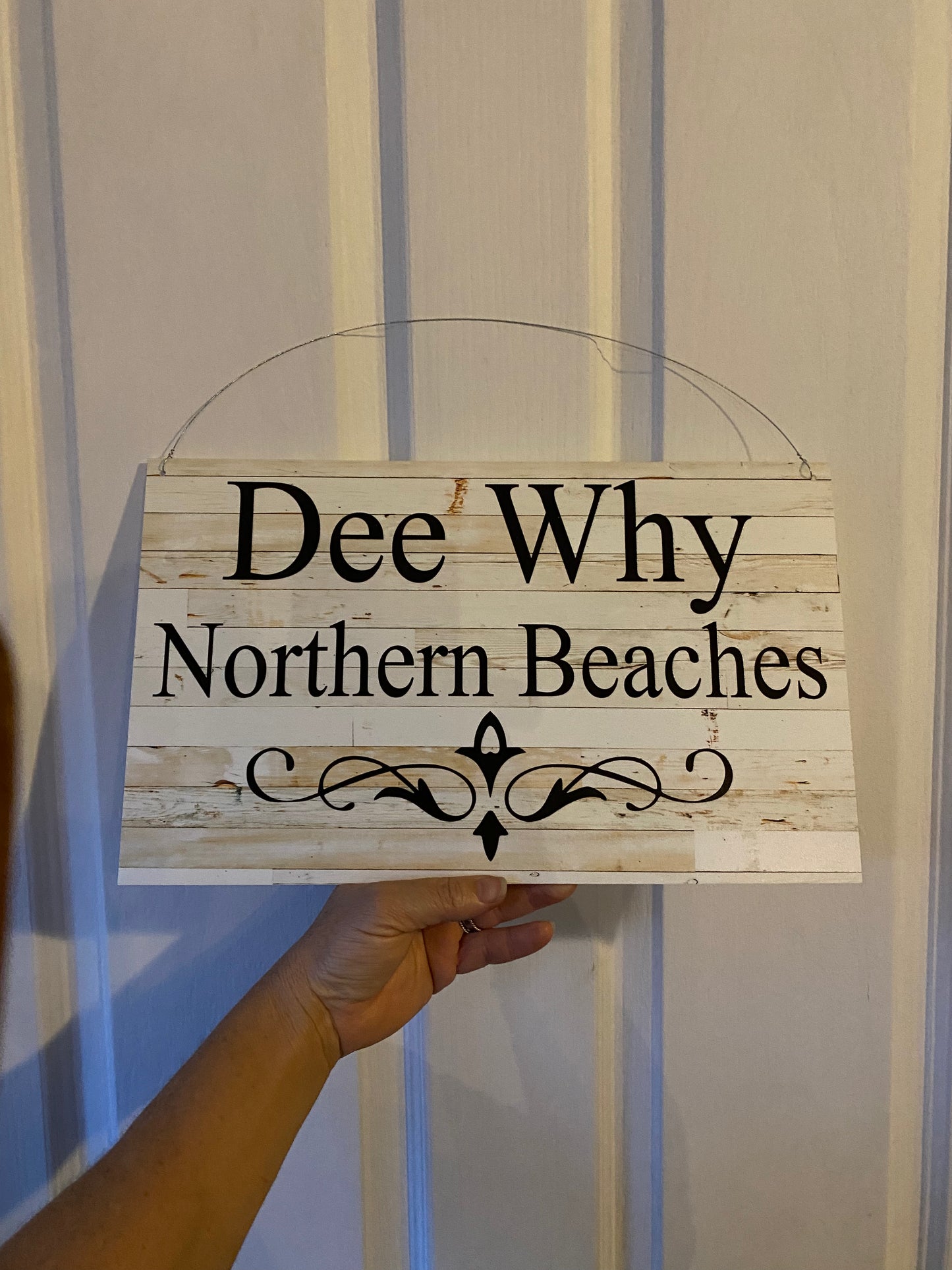 Custom White Wash Scroll Sign or Sticker | Personalised Hamptons Coastal | Large Format Acrylic | Aussie Made
