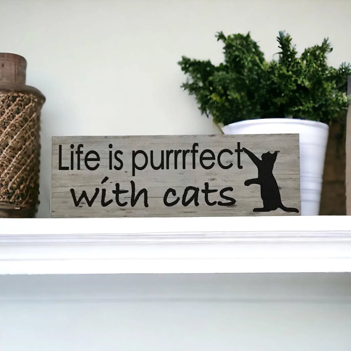 Life Perfect Purrrfect with Cats Cat Sign - The Renmy Store Homewares & Gifts