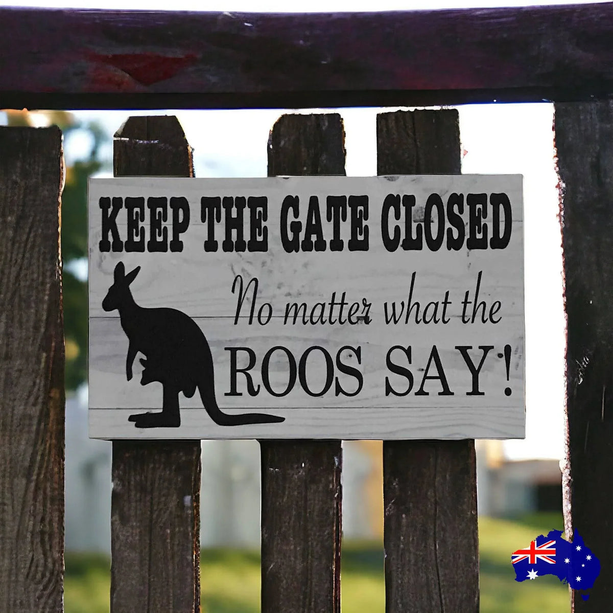 Kangaroo Keep The Gate Closed Roos Sign - The Renmy Store Homewares & Gifts