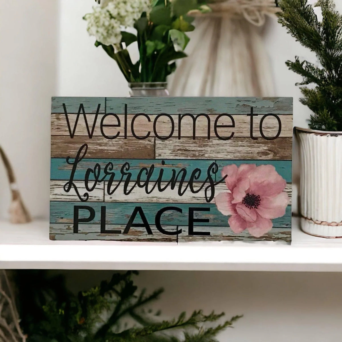 Welcome Place Floral Personalised Custom Sign - The Renmy Store Homewares & Gifts