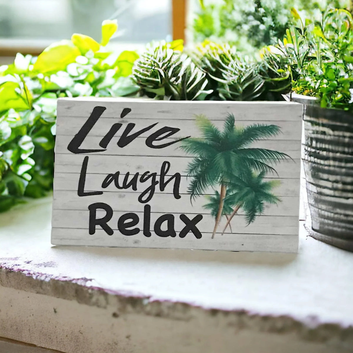 Live Laugh Relax with Palm Trees Sign - The Renmy Store Homewares & Gifts
