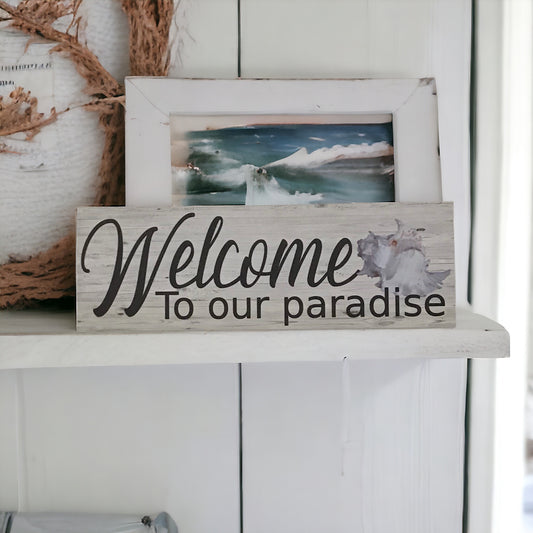 Welcome Paradise Shell Sign - The Renmy Store Homewares & Gifts 