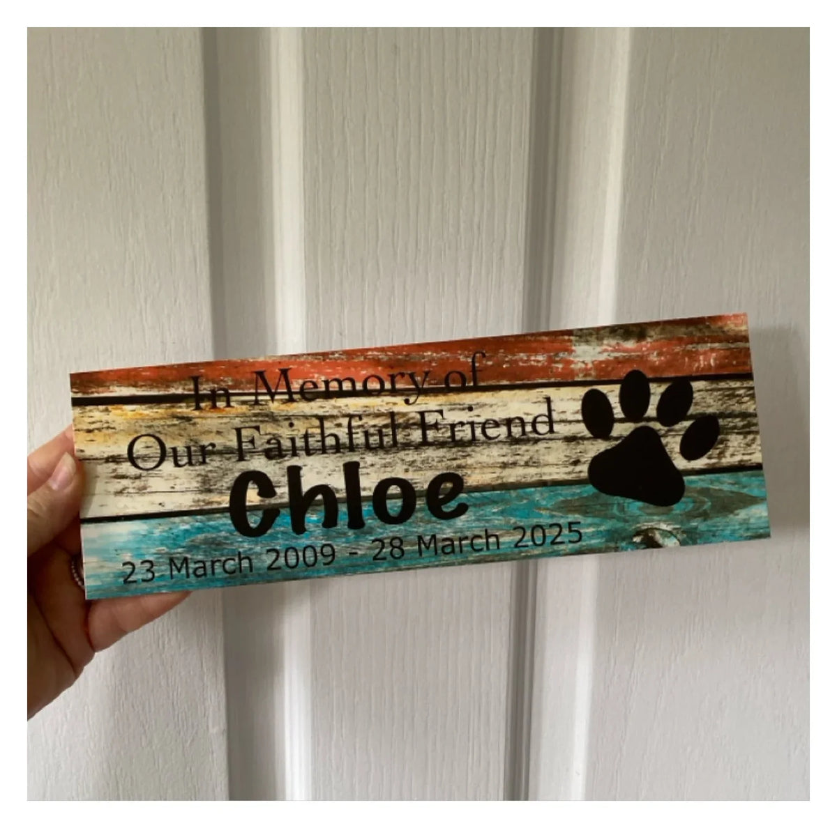 Custom Pet RIP Memorial Dog Cat Sign Rustic Blue - The Renmy Store Homewares & Gifts