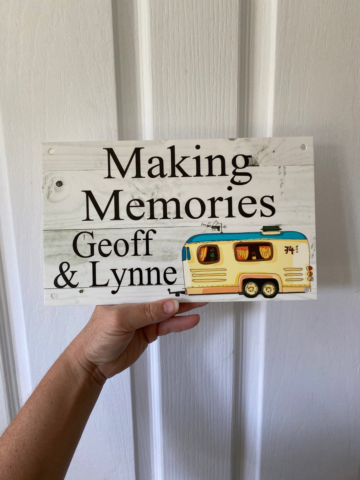 Caravan Vintage Retro Personalised Camp Sign | Timber Look | Aussie Made