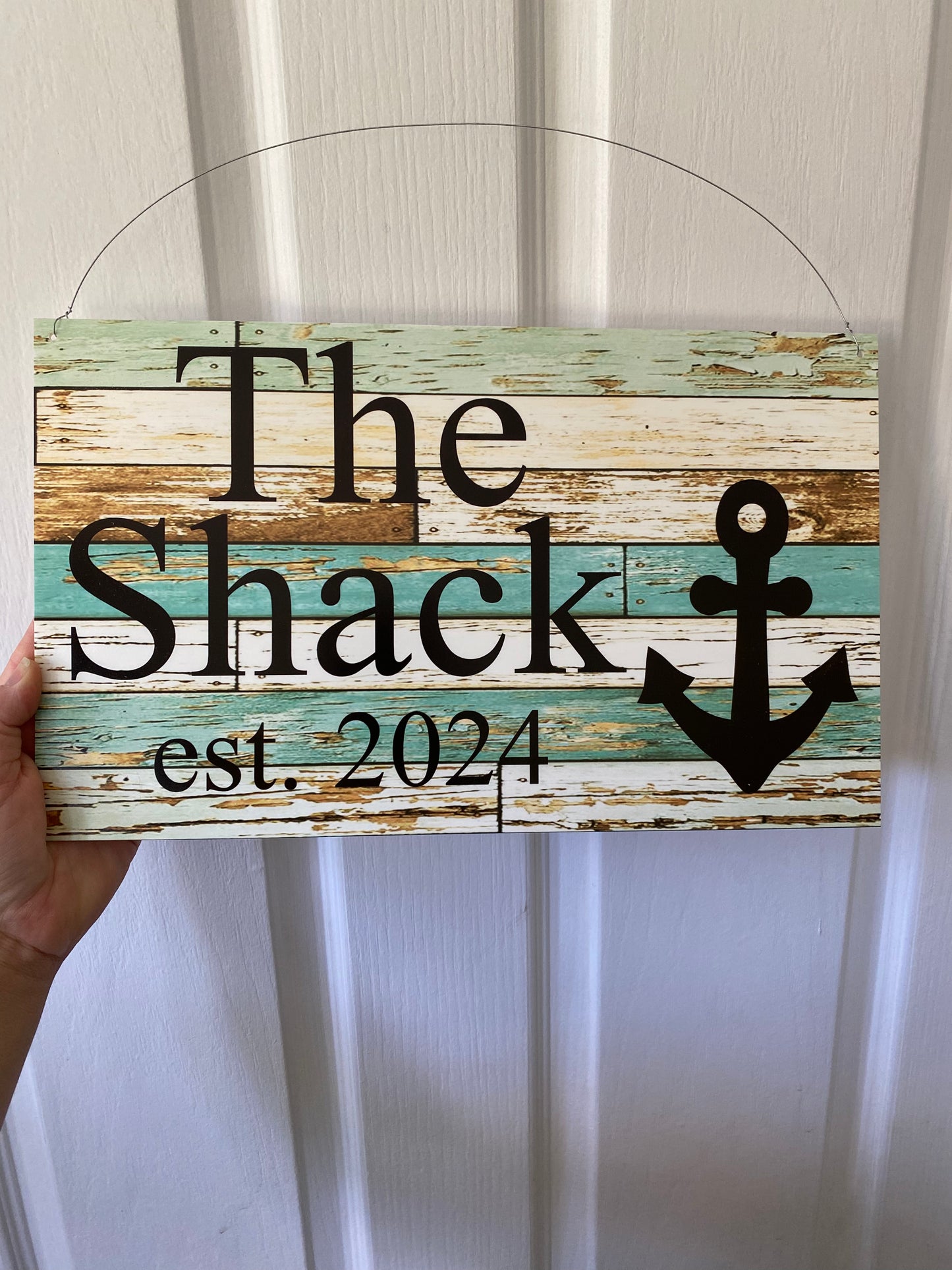 Anchor Sign Custom Personalised - Blue Timber Nautical - Aussie Made
