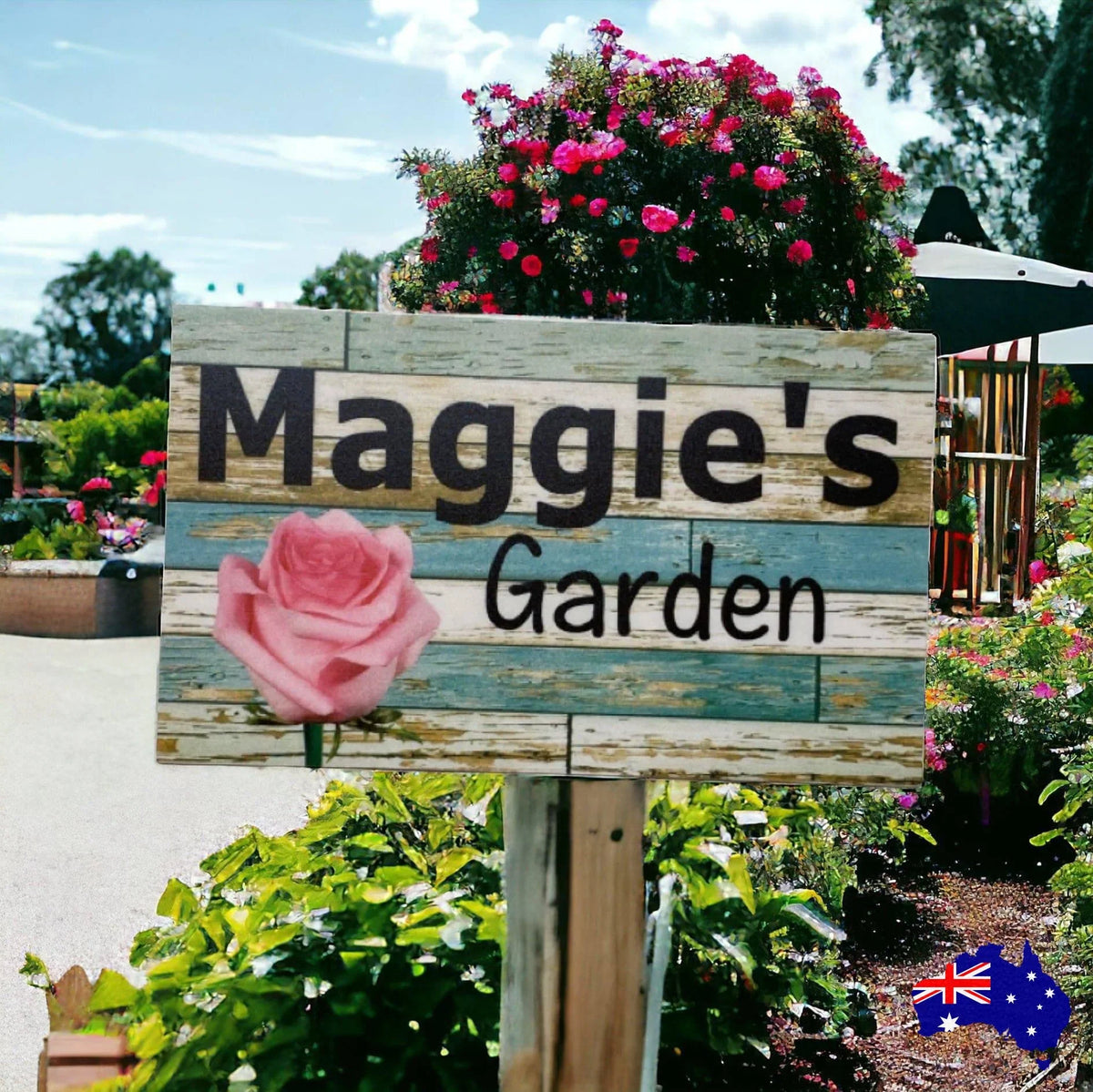 Garden Rose Pink Personalised Custom Sign - The Renmy Store Homewares & Gifts