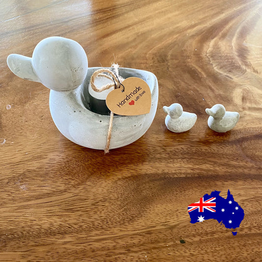 Concrete Duck & Ducklings Tealight Candle Holder | Handmade Australian Cement Decor
