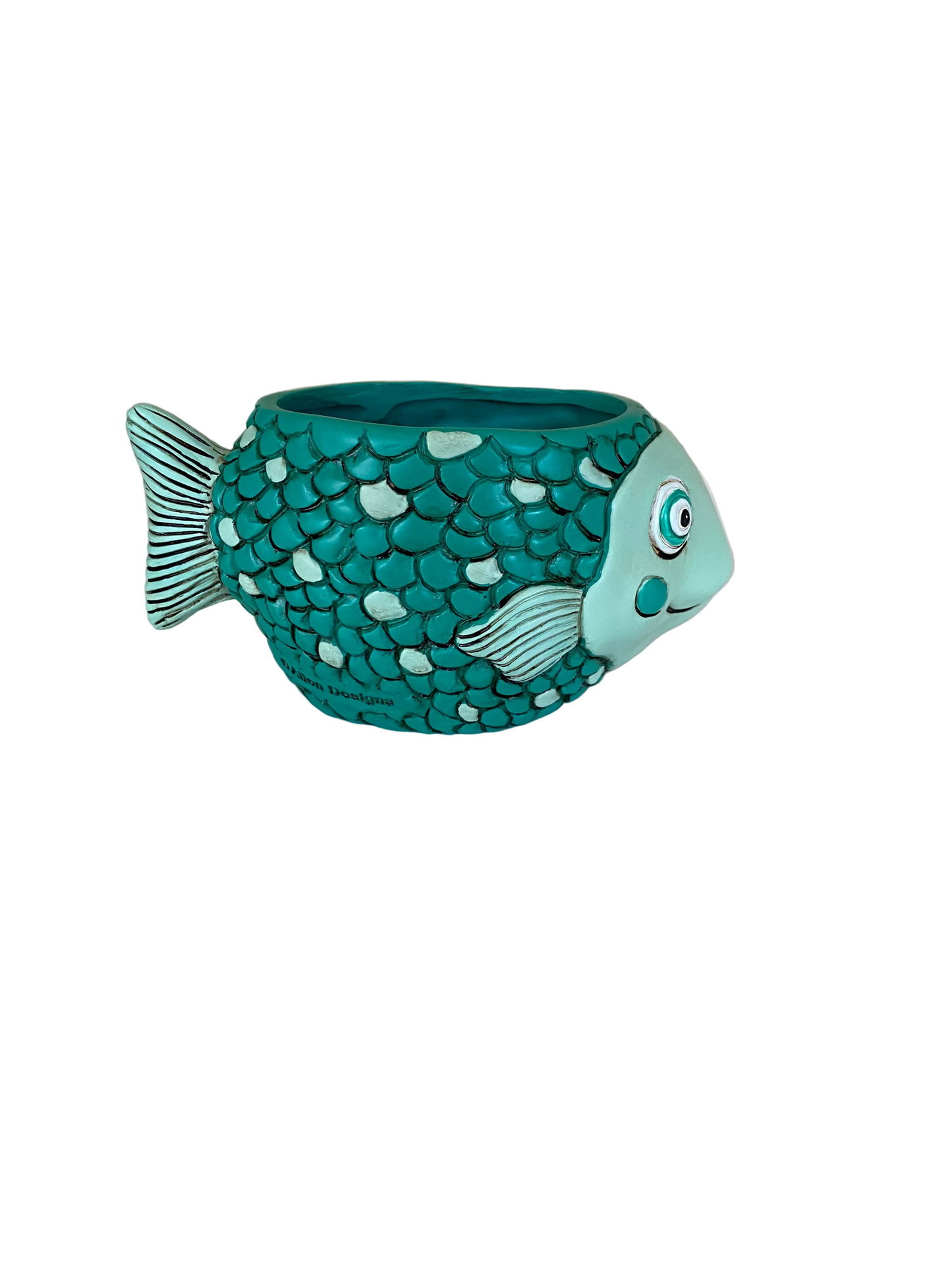 Fish Blue Teal Funky Pot Planter Plant Small