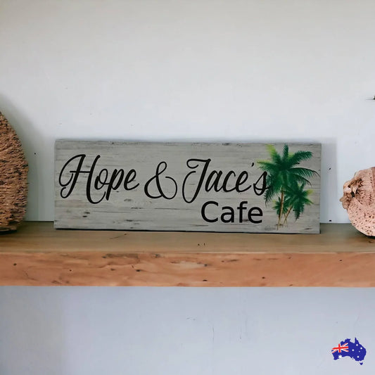 Custom Personalised Cafe Tropical Palm Trees Sign - The Renmy Store Homewares & Gifts