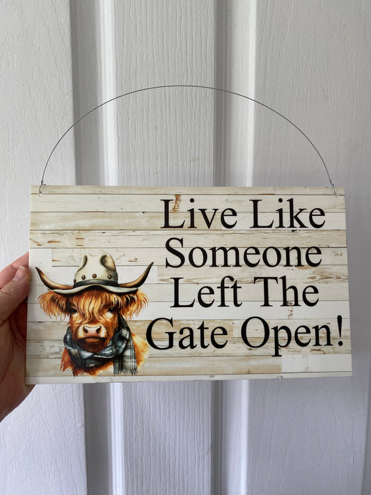 Highland Cowboy Cow Hat & Scarf Personalised Custom Sign | Wood Look Outdoor Acrylic Aussie Made