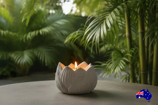 Lotus Planter Pot & Candle Holder | Handmade Concrete Zen Boho Aussie Made