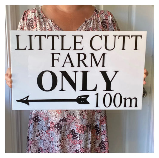 Custom Personalised Arrow White Sign Aussie Made