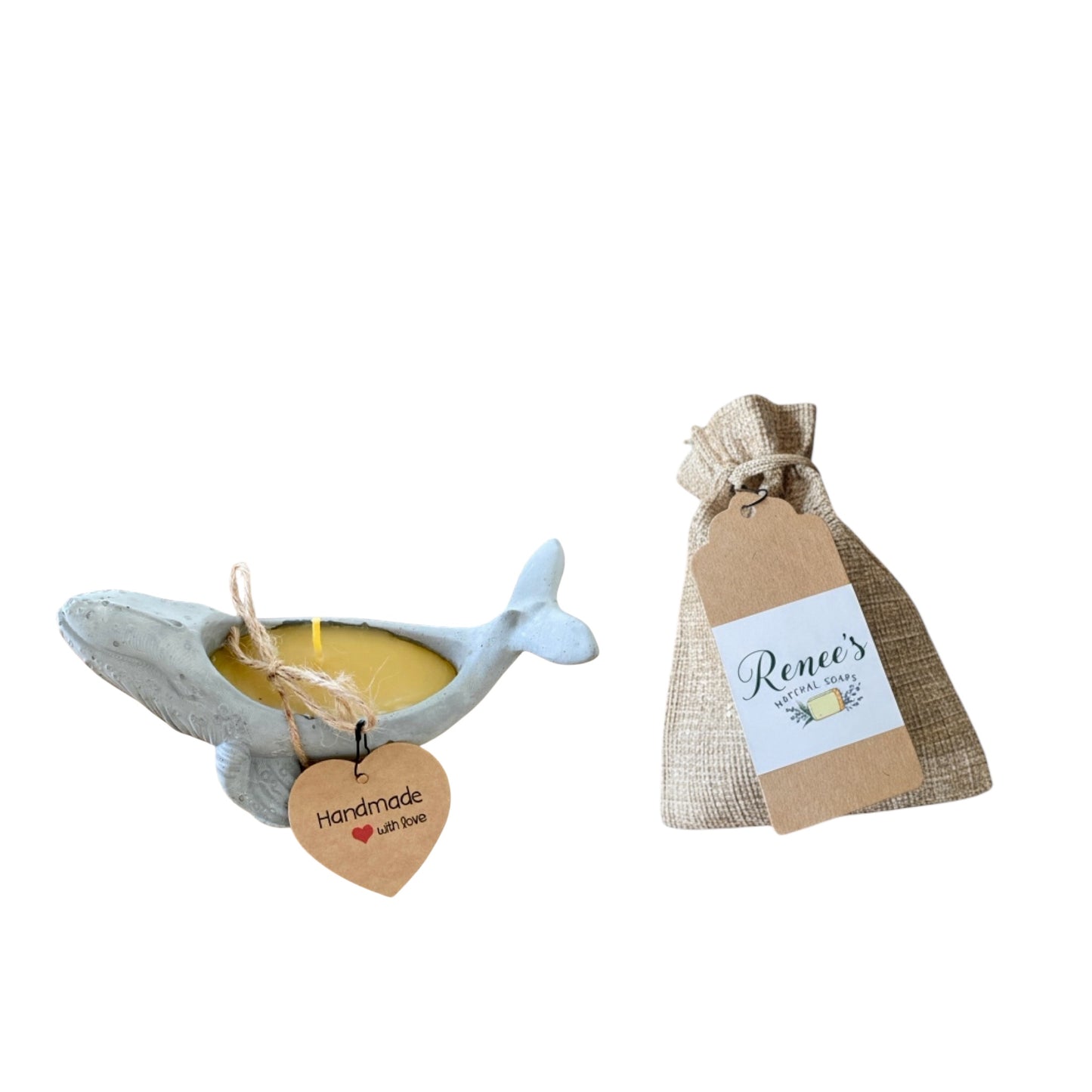 Whale Beeswax Candle Olive Oil Soap Gift Set Australian Handmade