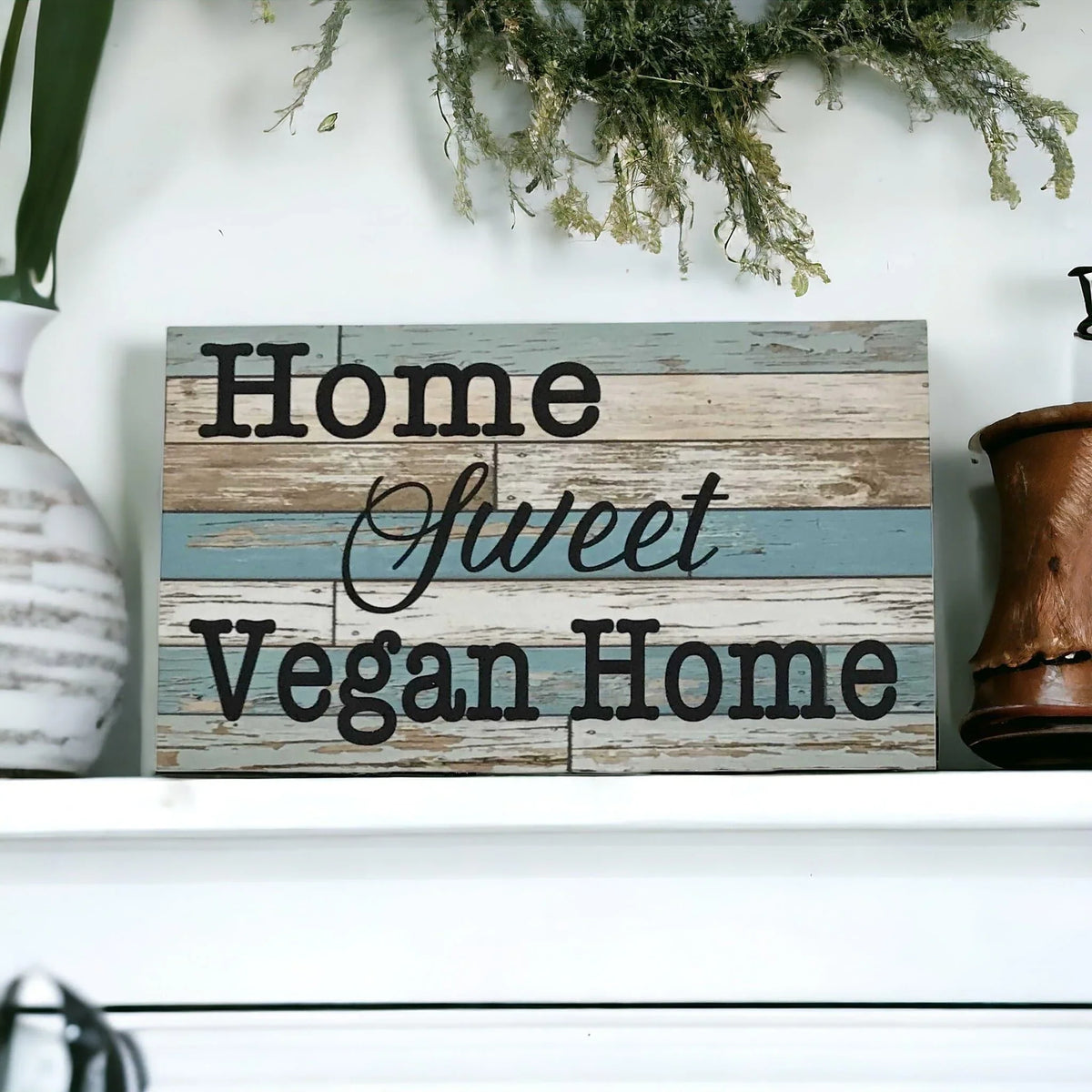 Home Sweet Vegan Home Blue Sign - The Renmy Store Homewares & Gifts