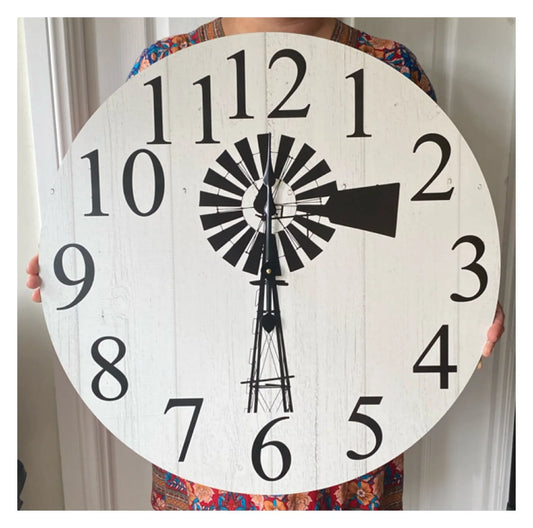 Clock Wall Windmill Country Farmhouse 30cm 60cm Aussie Made