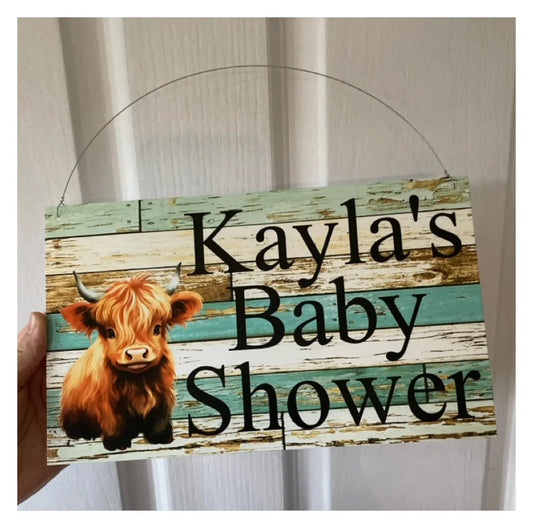 Highland Calf Rustic Blue Personalised Custom Sign | Outdoor Acrylic Aussie Made
