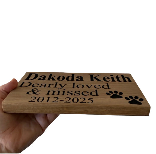 Hardwood Timber Wood Memorial Pet Custom Personalised Sign