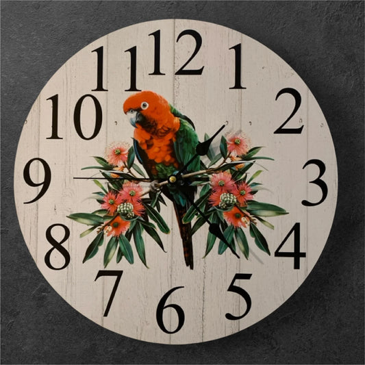 Clock Wall King Parrot Bird Red 30cm or 60cm Aussie Made