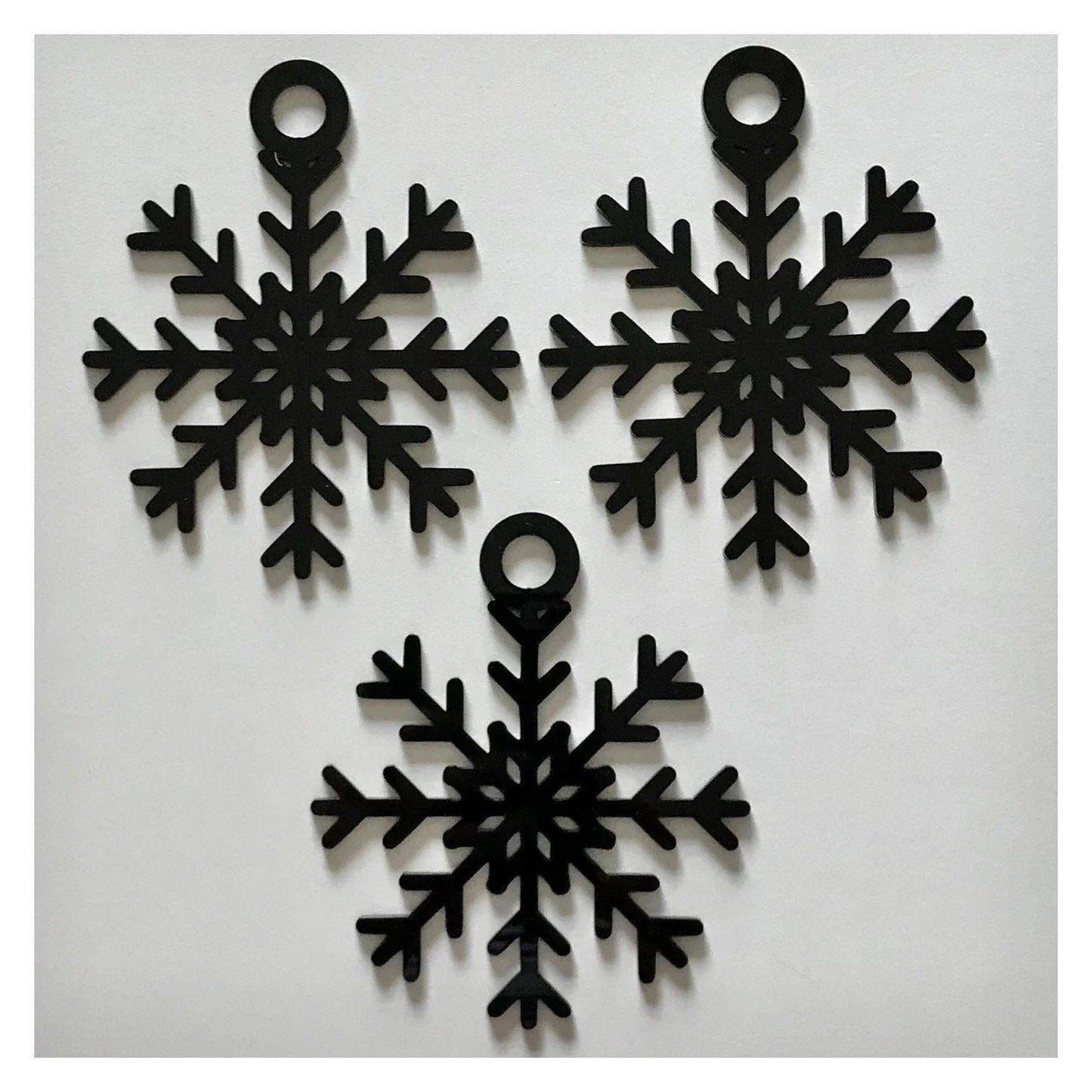 Snowflake Decoration Hanging Set Of 3 Black Acrylic Country Decor Garden - The Renmy Store Homewares & Gifts