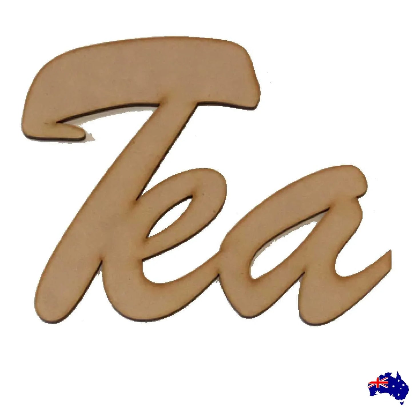 Tea Script MDF Wooden Word Shape Raw DIY Art Craft - The Renmy Store Homewares & Gifts