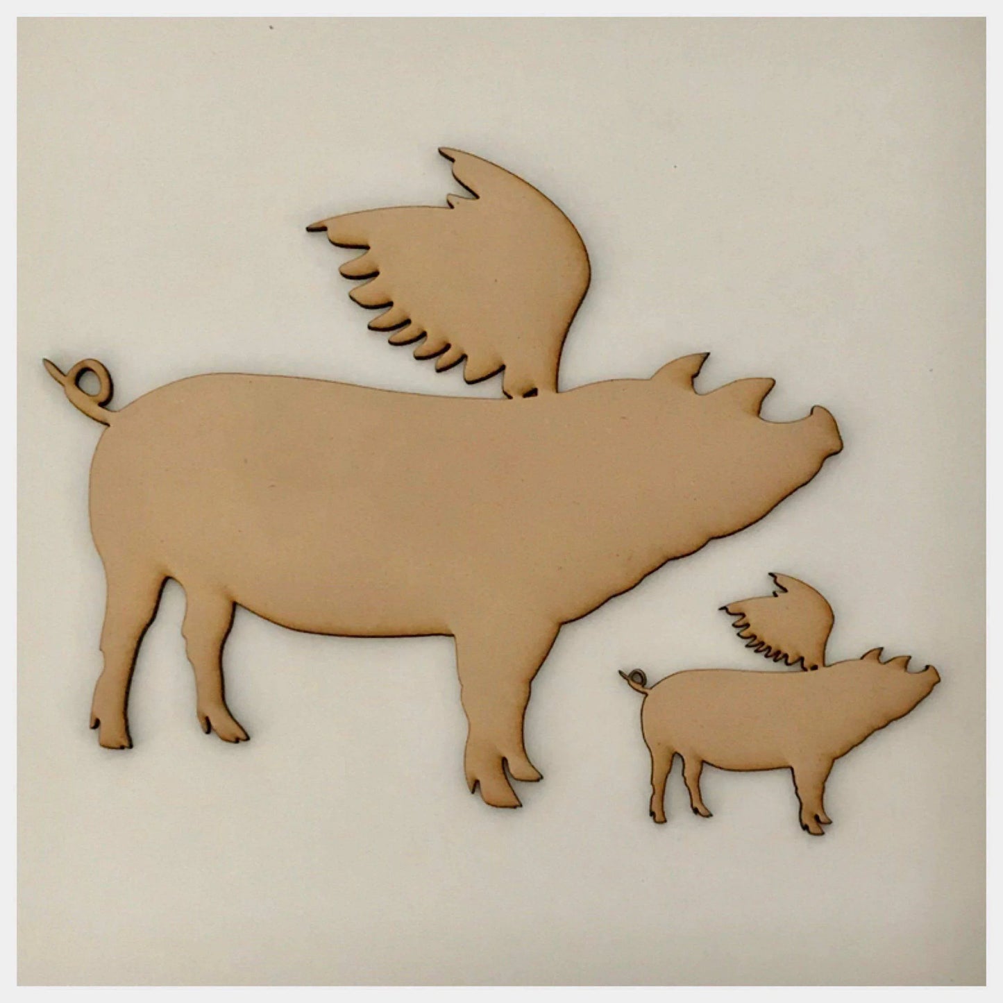 Pig Set of 2 Flying Pigs MDF Shape DIY Raw Cut Out Art Craft Decor - The Renmy Store Homewares & Gifts