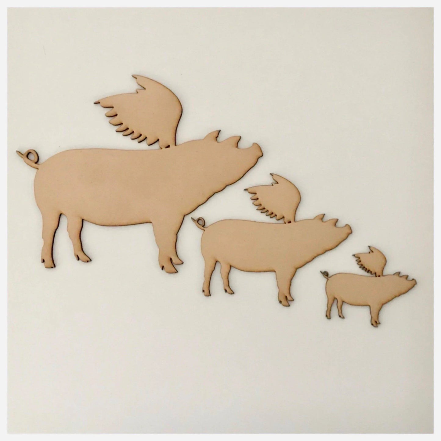 Pig Set of 3 Flying Pigs MDF Shape DIY Raw Cut Out Art Craft Decor - The Renmy Store Homewares & Gifts