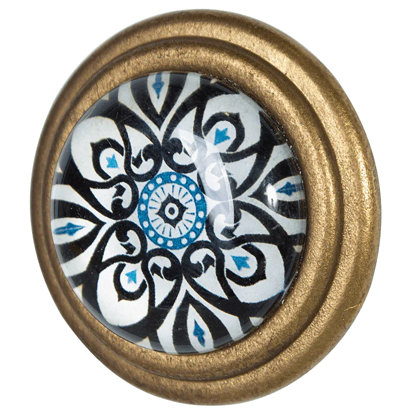 Knob Draw Pull Set x2 Brass Black Trev - The Renmy Store Homewares & Gifts