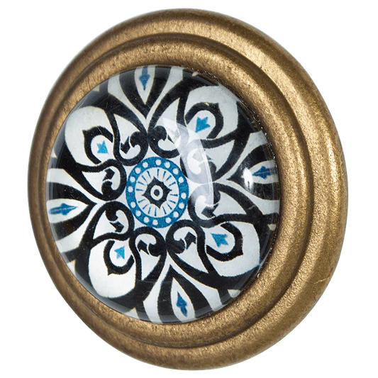 Knob Draw Pull Set x2 Brass Black Trev - The Renmy Store Homewares & Gifts