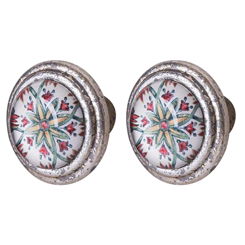 Knob Draw Pull Set x2 Floral Crux - The Renmy Store Homewares & Gifts