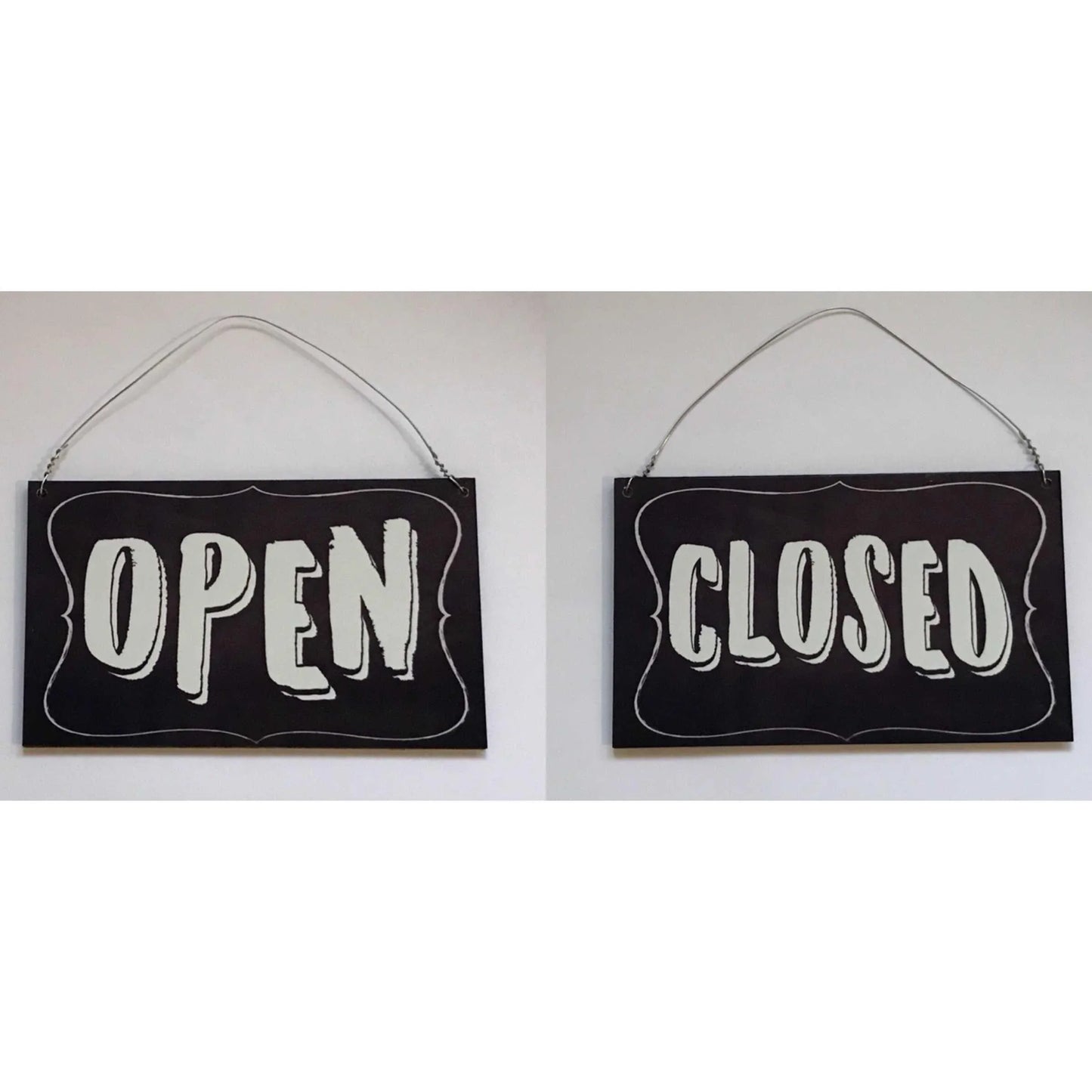 Open Closed Hanging Retro Vintage Black Shop Sign - The Renmy Store Homewares & Gifts