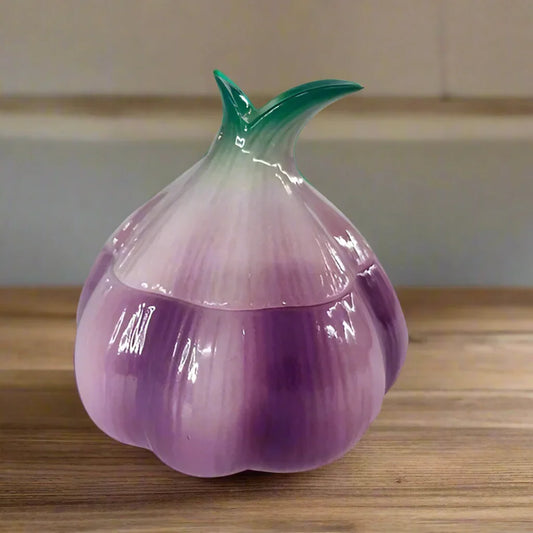 Garlic Storage Jar Purple Vintage