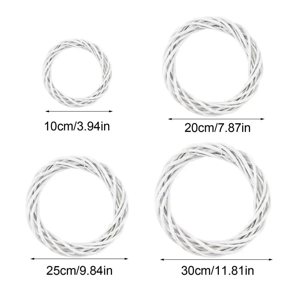 Rattan Garland Ring DIY White Provincial Wicker 10cm 20cm 25cm 30cm